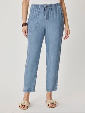 Splendid Angie Indigo Light Blue Lyocell Tencel Straight Leg Crop Pants